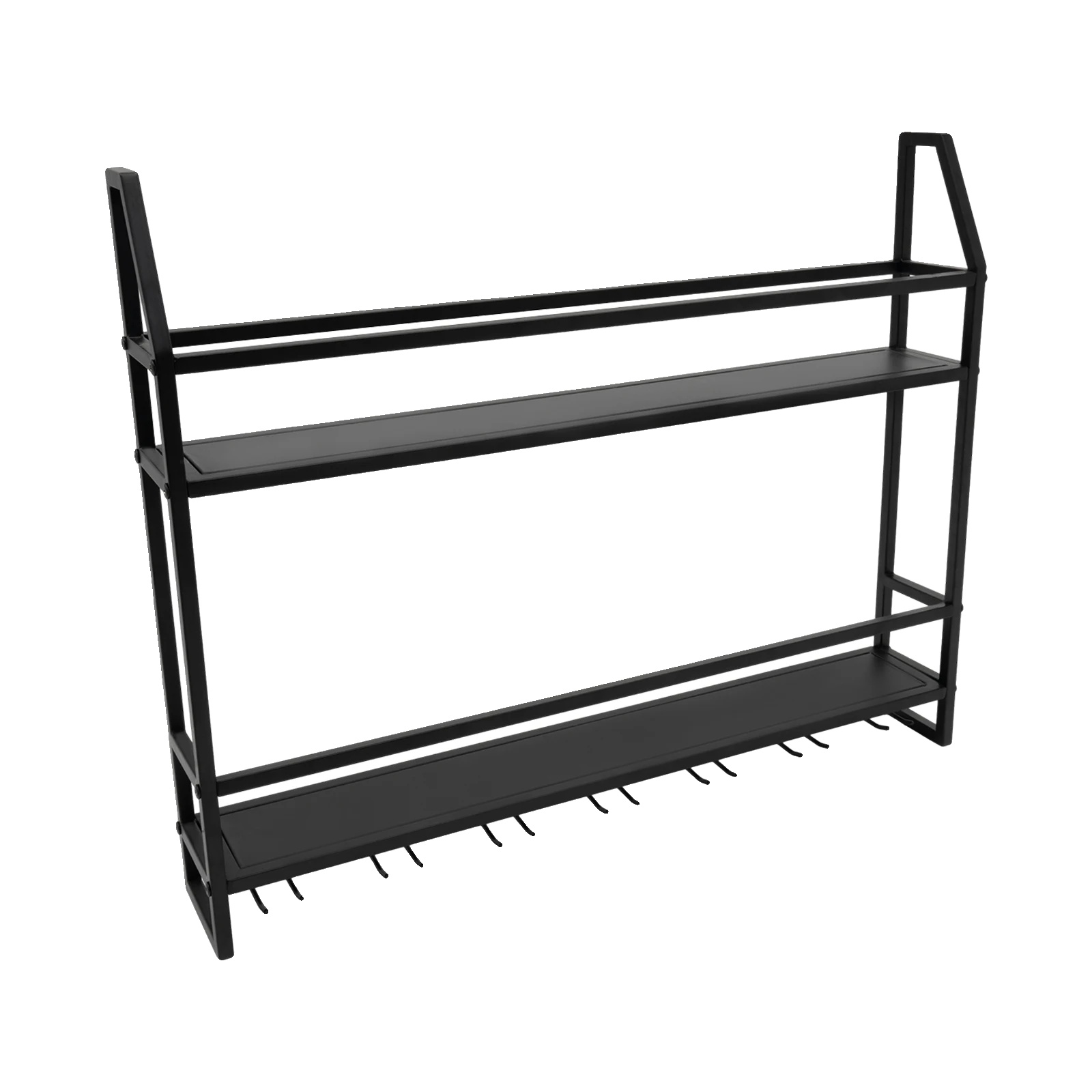 Wandmontiertes Weinregal, Platzsparendes Design, Schwarz