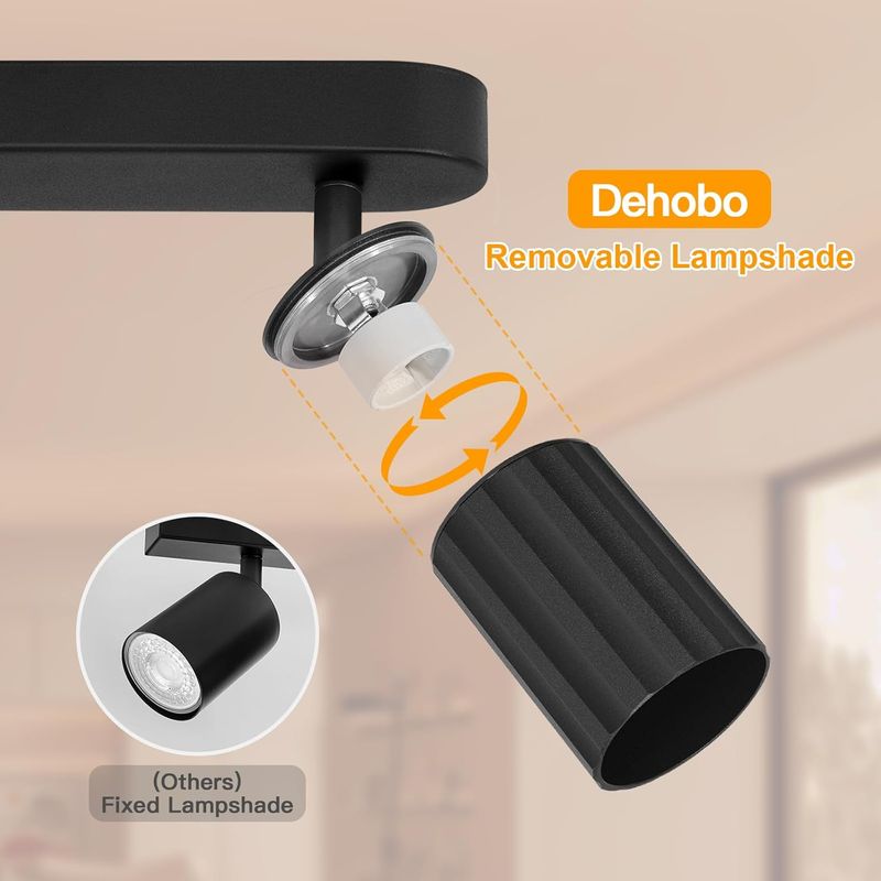 Schwarze Led-deckenleuchte Mit 2 Strahlern, Gu10-leuchtmittel, 350° Verstellbar, Maximale Leistung 50 Watt Pro Strahler, Wandleuchte Für Den Innenbereich, Geeignet Für Küche, Schlafzimmer Und Wohnzimm