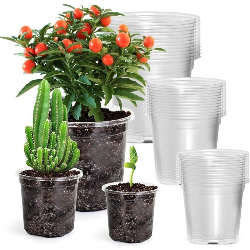 36 Stück 9 Cm/10 Cm/13 Cm Durchsichtige Kunststoff-blumentöpfe, Wurzelfest, Mit Abflusslöchern Für Blumen, Pflanzen, Setzlinge Und Zum Umtopfen (3 Größen)