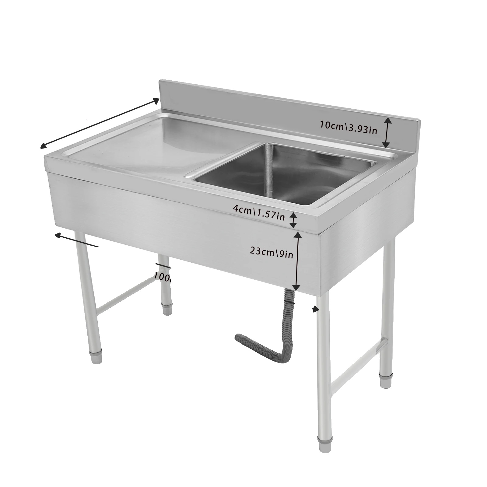 Küchenspüle, Freistehend, Großes Abflussloch, Silber