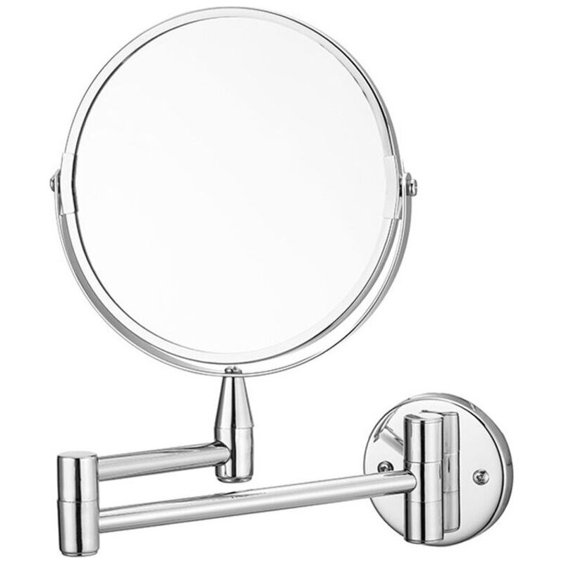Faltbarer Und Einziehbarer Außenspiegel, Sonnenlichtbeständig, 2-fache Vergrößerung, Kein Bohren Erforderlich, Glatte Oberfläche, Metall/aluminium, Silberfarben.