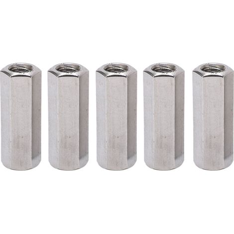 5 Pièces Argent M12 Écrou De Couplage Hexagonal Résistance À La Corrosion Robuste 304 Ensemble En Acier Inoxydable
