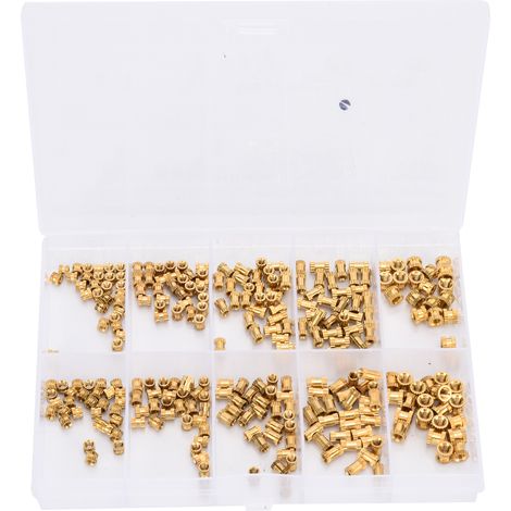 Kit D'Assortiment D'Écrous Moletés En Laiton, 280 Pièces, Attaches Filetées À Encastrer, M2 M2.5 M3