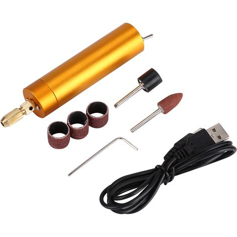 Usb Mini Perceuse Électrique Bricolage Meulage Polissage Gravure Machines-outils Ensemble Or