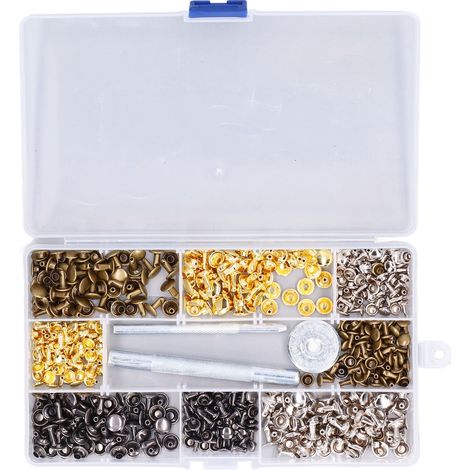 Kit De Rivets En Cuir À Double Capuchon, Tubulaire, 2 Tailles, Ensemble Métallique Avec Outil De Fixation Pour Bricolage, 240 Pièces