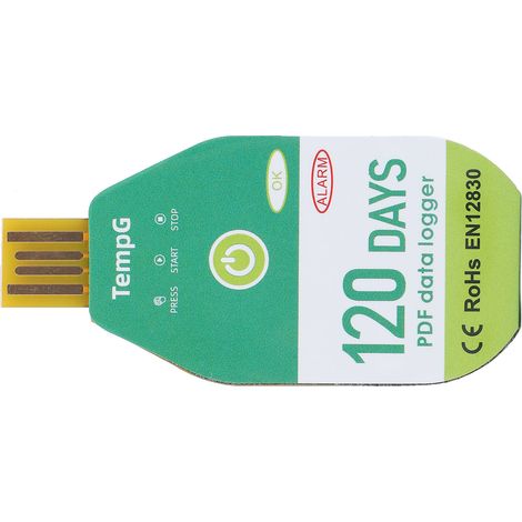 Enregistreur De Données De Température Usb, Ip67, Résistant À L'Eau, Pdf Jetable Pour Le Transport Sous Chaîne Du Froid, 120 Jours