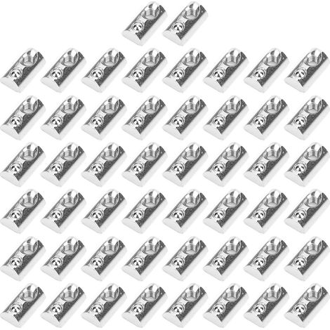 50 Pièces Rouleau Rond T Fente Écrou À Ressort Nickelage Raccords De Connexion En Acier Au Carbone (m8)