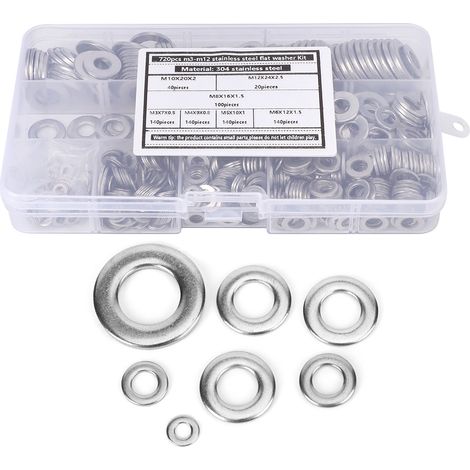 Kit De Rondelles Plates En Acier Inoxydable 720, 304 Pièces, Assortiment De Joints À Ressort Argentés, M3-m12