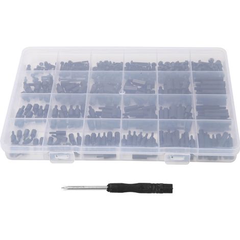 360 Pièces M2/m2.5/m3 Noir Nylon Mâle Femelle Hexagonale Entretoise Vis Écrou Assortiment Kit