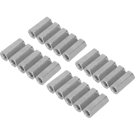 Connecteurs De Tige Filetée En Acier Inoxydable, Écrou D'Accouplement Hexagonal M6x1 L25mm Pour Boulons, Goujons, Vis Mécaniques, 20 Pièces
