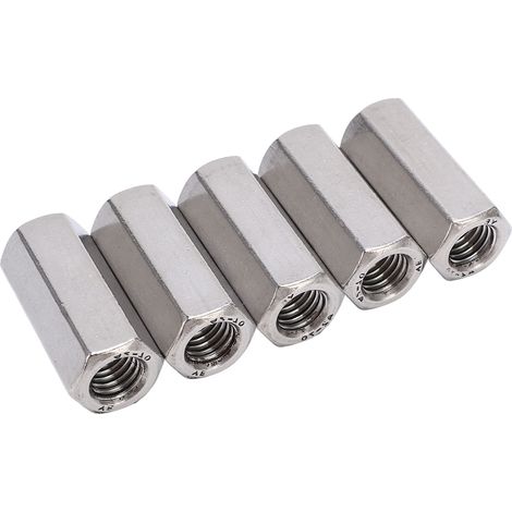 5 Pièces Écrou D'Accouplement Hexagonal En Acier Inoxydable Anti Corrosion M12 Connecteur Argent Pour Boulons À Vis