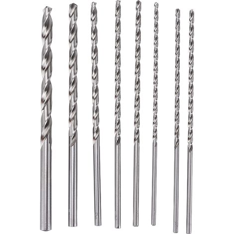 8 Pièces Forets Hélicoïdaux Hss Traitement Des Trous Métal Bois Kit D'Outils Rotatifs 4mm-10mm Extra Long 200mm