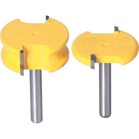 Jeu De 2 Mèches De Routeur, Tige De 1/4 Pouces, Mèches De Routeur À Joint De Perle Jaune Argent Pour Le Travail Du Bois
