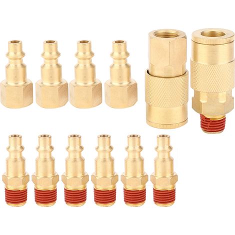 Connecteur De Tuyau D'Air Npt De 1/4 Pouces, 12 Pièces, Coupleur Mâle Femelle À Dégagement Rapide, Raccord Pneumatique