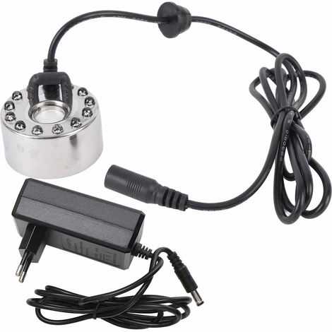 Brumisateur Brumisateur En Alliage De Zinc 12 Led À Changement De Couleur, Humidificateur Pour Fontaine D'Eau, Étang, Rocaille, Vase, Bain D'Oiseaux, Prise Ue