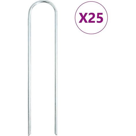 Piquets De Sol En Forme De U 25 Pcs 20x3,5 Cm Acier Galvanisé