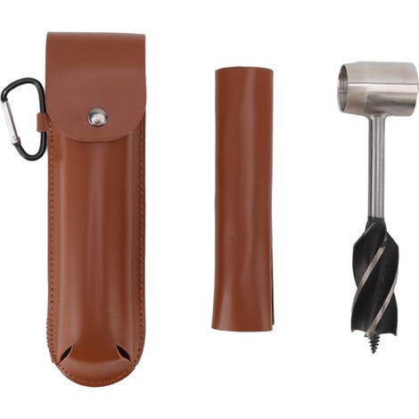 Clé À Tarière Manuelle Pour Le Bois, Survie À La Main, Outils De Poinçonnage Multifonctionnels Pour Le Travail Du Bois, Étui En Cuir Pu Marron