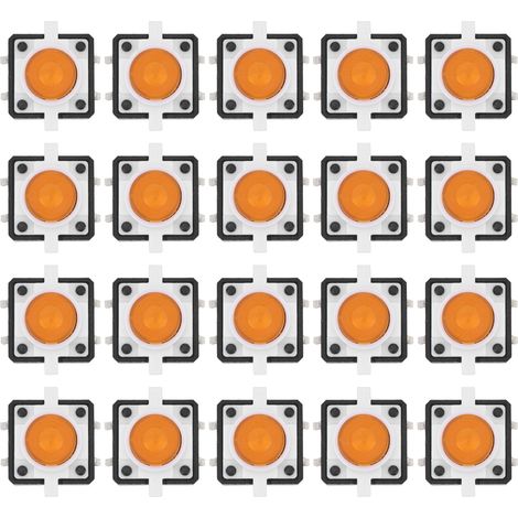 20 Pièces 12x12x7.3mm Tactile Bouton Poussoir Interrupteur Led Interrupteur Momentané Jaune