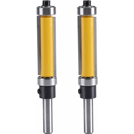 Mèche De Toupie À Roulement Supérieur Et Inférieur, Tige De 1/4 Pouces, Diamètre De Coupe 1/2 Pour Le Travail Du Bois, Jaune, 2 Pièces