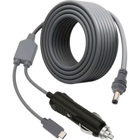 Câble D'Alimentation 2 En 1 Pour Mini Antenne Parabolique Usb C Et Adaptateur Allume-cigare Vers Cordon Dc 5,5 X 2,1 Mm