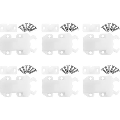 6 Ensembles De Loquets De Porte Autobloquants En Nylon Pour Tiroirs D'Armoires, Accessoires De Quincaillerie Pour Meubles, Blanc