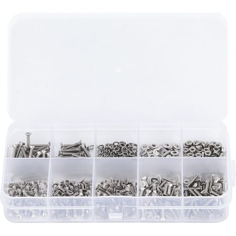 Assortiment De Boulons À Douille Hexagonale Fraisée En Acier Inoxydable, 600 Pièces, Écrous Et Rondelles