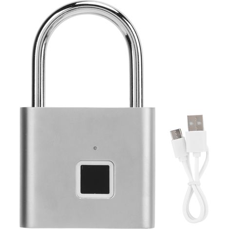 Cadenas Intelligent À Empreintes Digitales, Rechargeable Par Usb, Étanche Ip56, Antivol, Pour Armoire, Dortoir, Argent