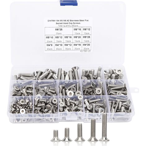 Jeu De Vis Plates M4/m5/m6, 260 Pièces, Douille Hexagonale En Acier Inoxydable 304 Pour L'Industrie Électronique