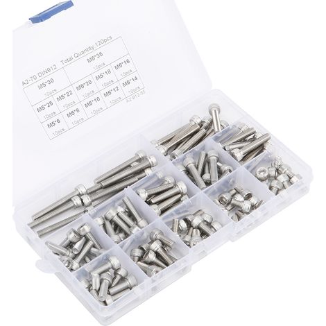 Bouchon À Vis À Six Pans Creux En Acier Inoxydable 304, Ensemble Combiné Multi-longueurs, Kit D'Assortiment De Clous (120 Pièces (m5))