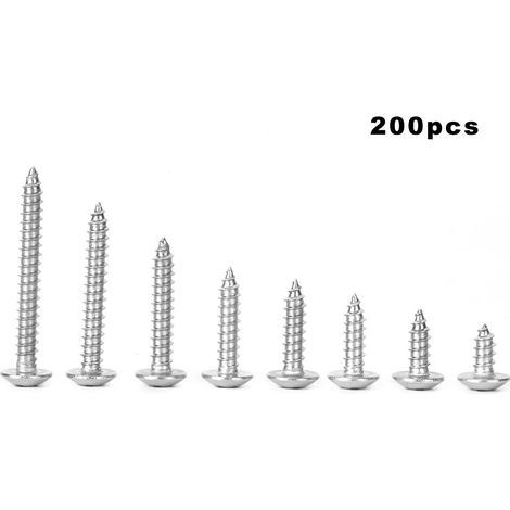 Ensemble De Vis Autotaraudeuses Croisées M3.5 200 En Acier Inoxydable 304, Ensemble Combiné À Tête Plate