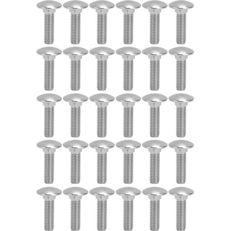 Boulon À Vis M8x1.25 A2, 30 Pièces, Tasse Carrée En Acier Inoxydable, Boulons De Chariot À Filetage Grossier Din603m8x30