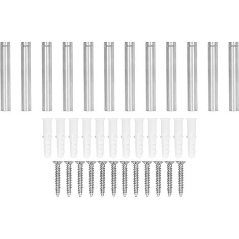 Kit De 12 Vis D'Entretoise Pour Panneau, 12x80mm, En Acier Inoxydable, Matériel De Montage En Verre, Kit Publicitaire Pour Usage Domestique