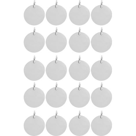 Pendentifs D'Étiquette Ronde De 20mm, 20 Pièces, Adaptés Au Laboratoire Bambu H2d, Miroir D'Imprimante, Gravure En Acier Inoxydable, Vierges Avec Anneaux De Suspension, Artisanat