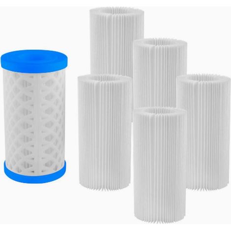 Cartouche De Filtre Pour Pompe De Piscine Détachable, Remplaçable Et Réutilisable – Pour Modèle Type A C Et Compatible 28604, 58012, Etc. – Ensemble 5 Cartouches + 2 Couvercles Pvc + Support