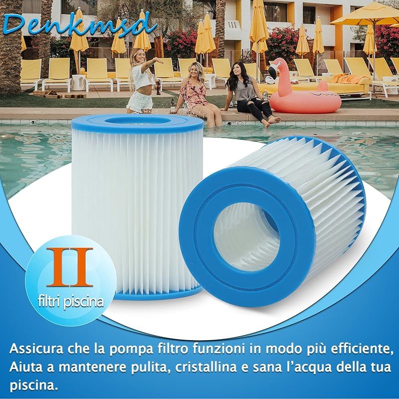 Cartouche De Filtre De Type Ii Pour Bestway Pompe De Piscine, Cartouche De Filtre De Remplacement Pour Bestway 58094, Capacité : 2006/3028 Lt/heure (4 Pcs)