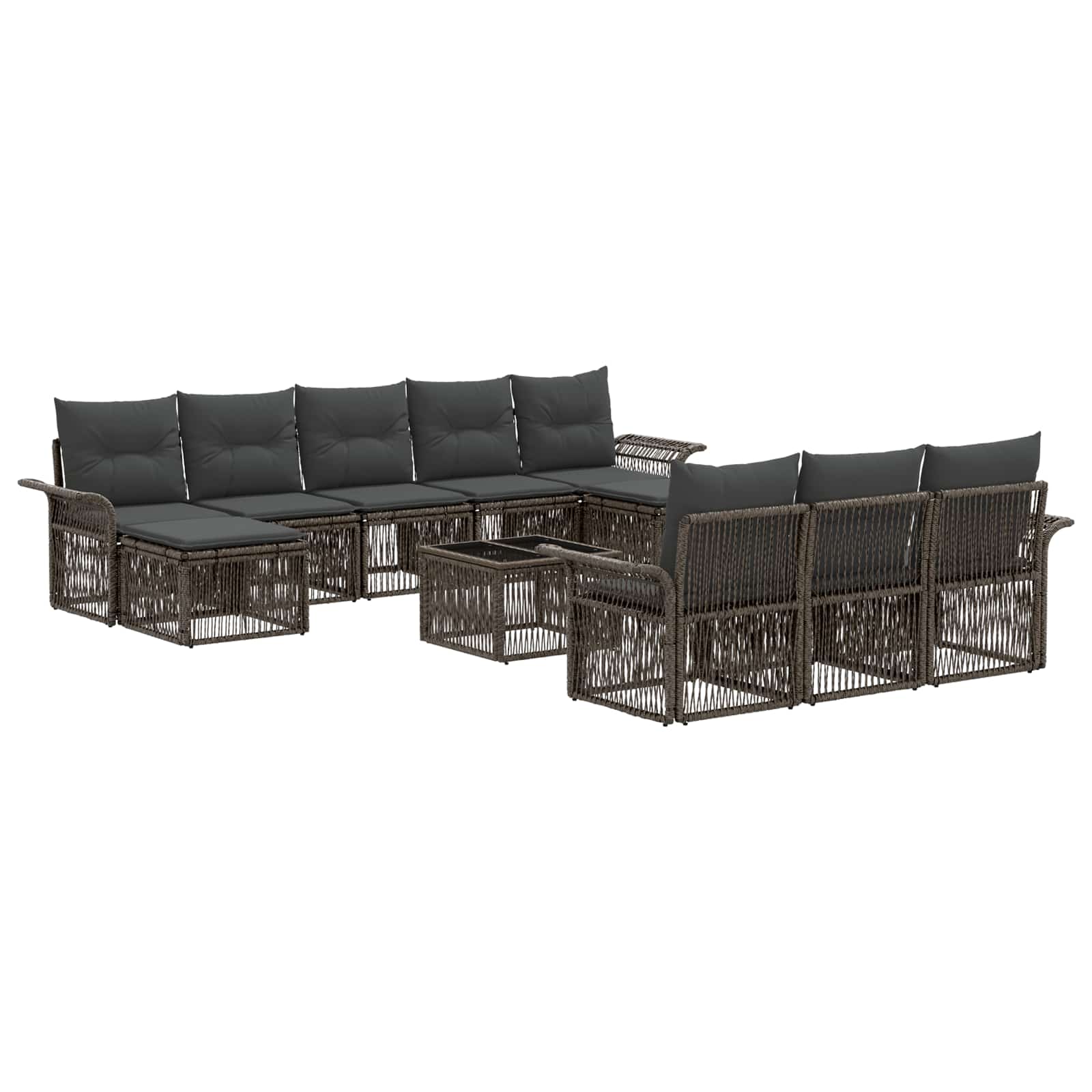 Gartensofa-set 11 Stk. 10-sitzer Grau Poly-rattan Vidaxl