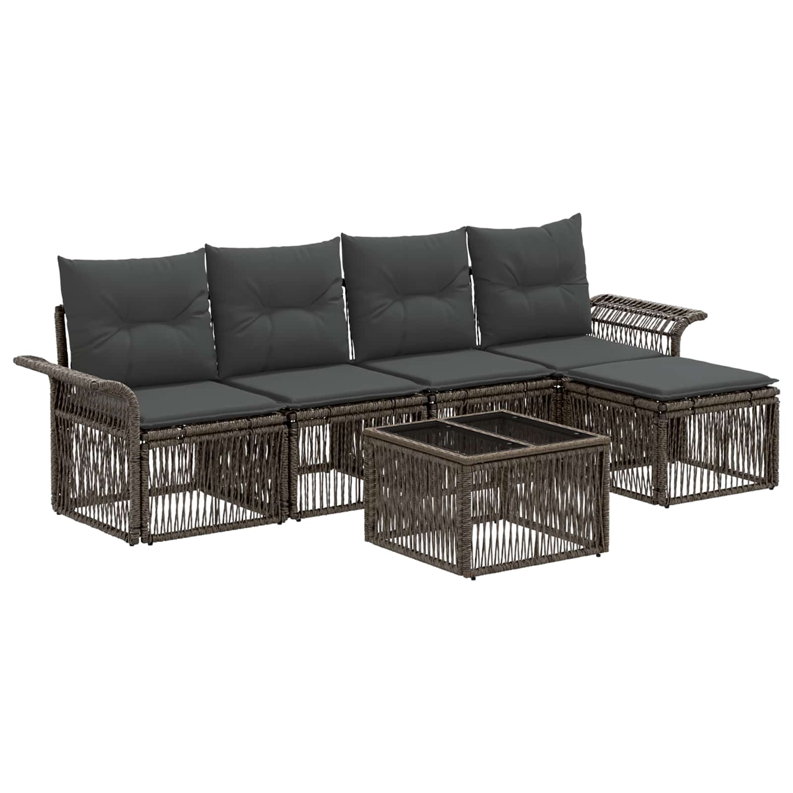Gartensofa-set 6 Stk. 5-sitzer Grau Poly-rattan Vidaxl