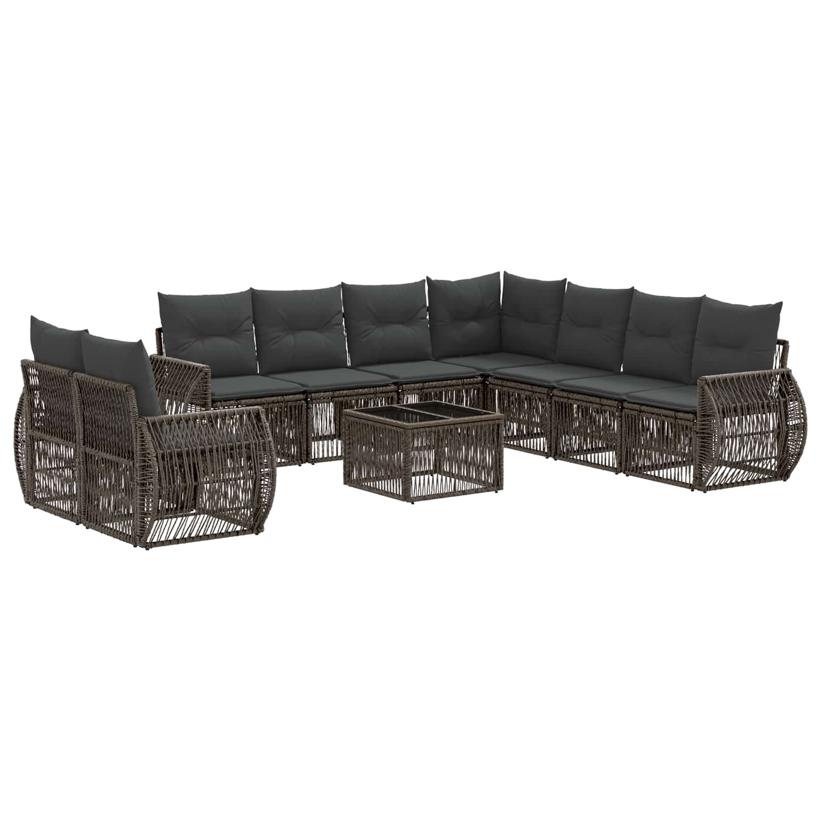 Gartensofa-set 10 Stk. 9-sitzer Grau Und Dunkelgrau Poly-rattan Vidaxl