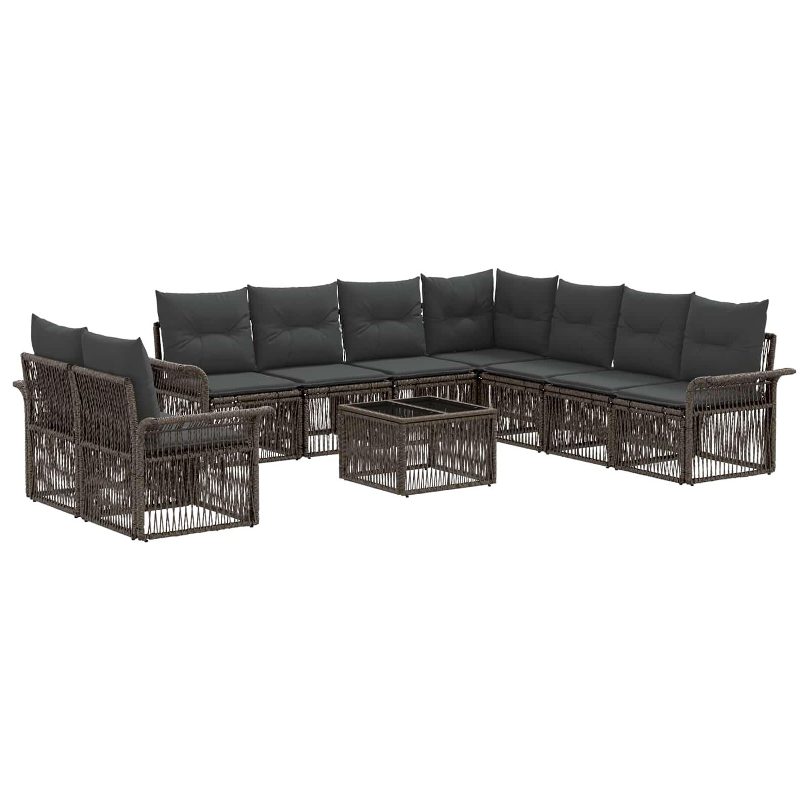 Gartensofa-set 10 Stk. 9-sitzer Grau Poly-rattan Vidaxl