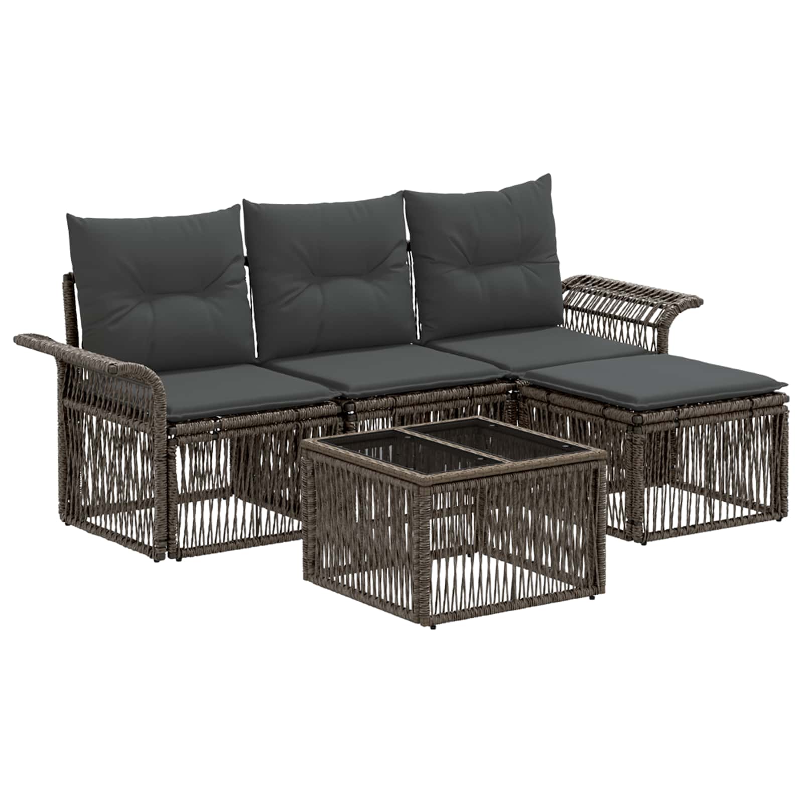 Gartensofa-set 5 Stk. 4-sitzer Grau Poly-rattan Vidaxl