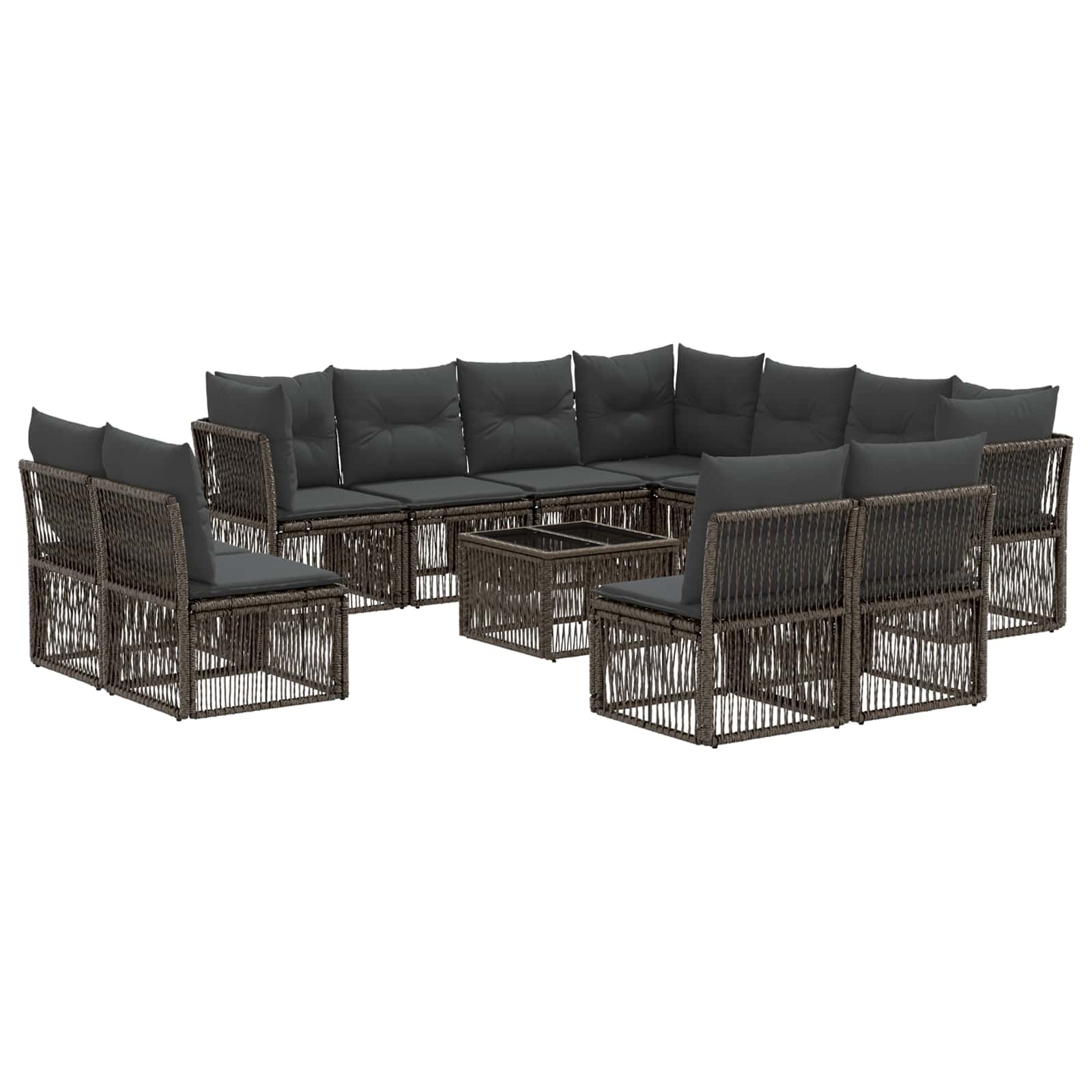Gartensofa-set 12 Stk. 11-sitzer Grau Poly-rattan Vidaxl