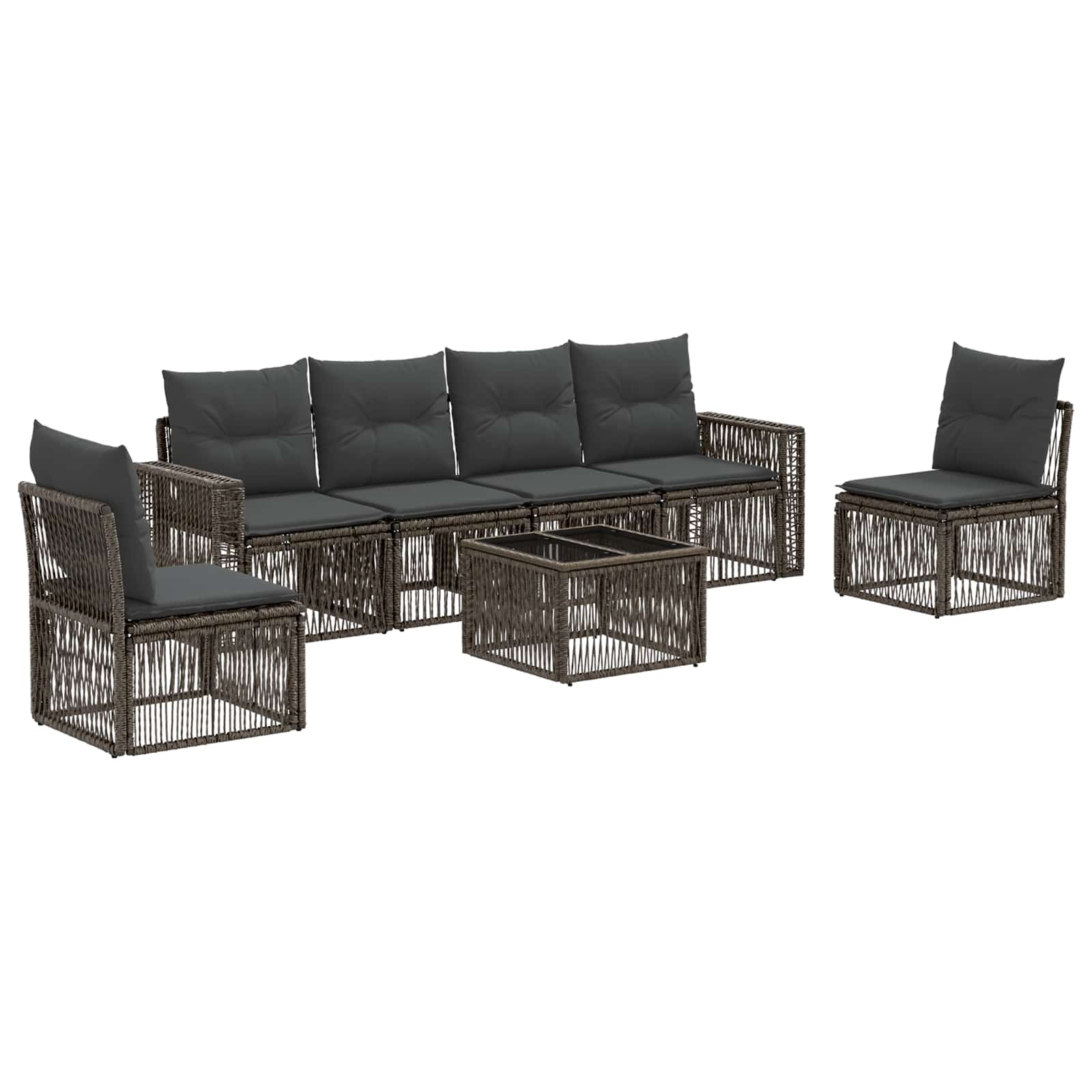 Gartensofa-set 7 Stk. 6-sitzer Grau Und Dunkelgrau Poly-rattan Vidaxl