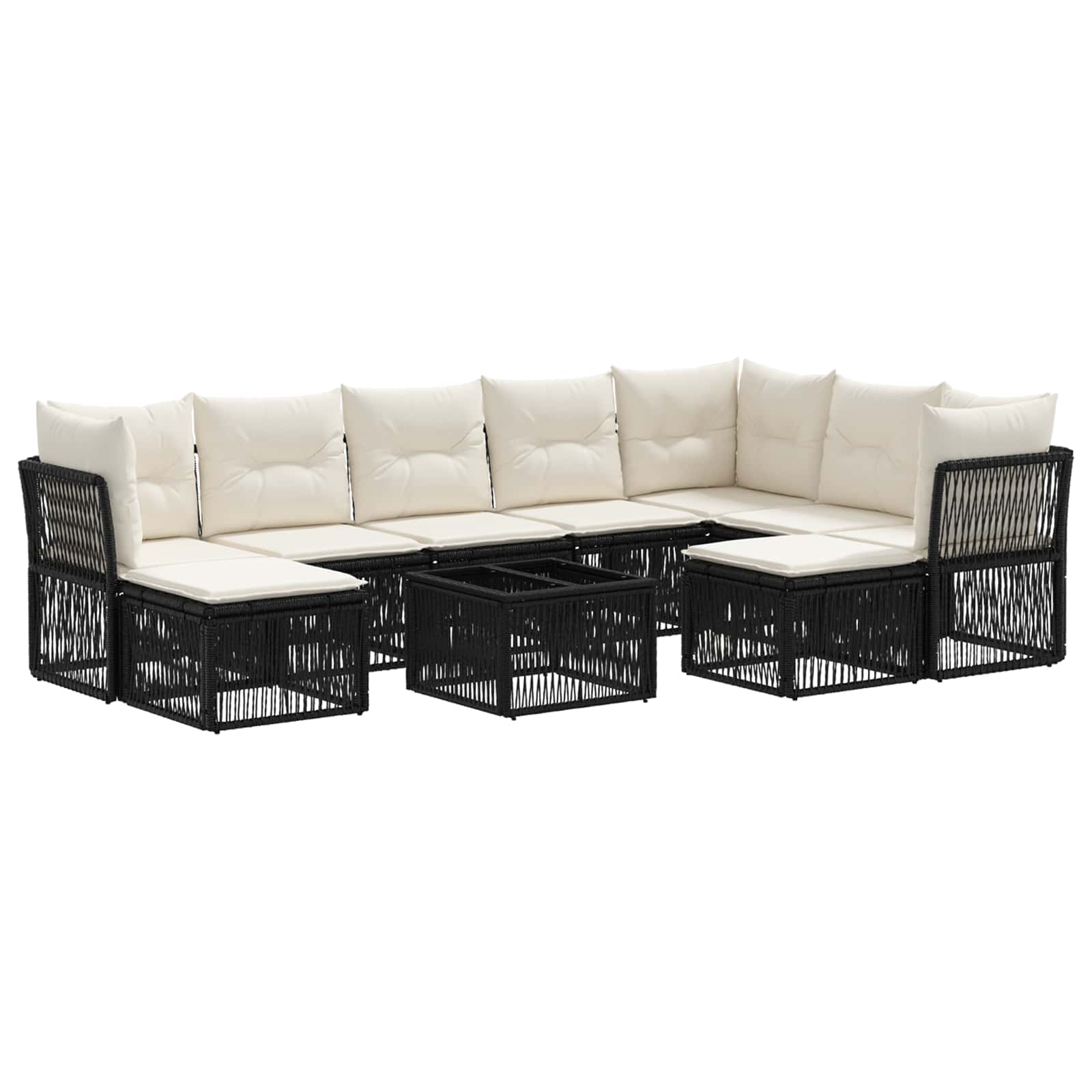 Gartensofa-set 10 Stk. 9-sitzer Schwarz Poly-rattan Vidaxl