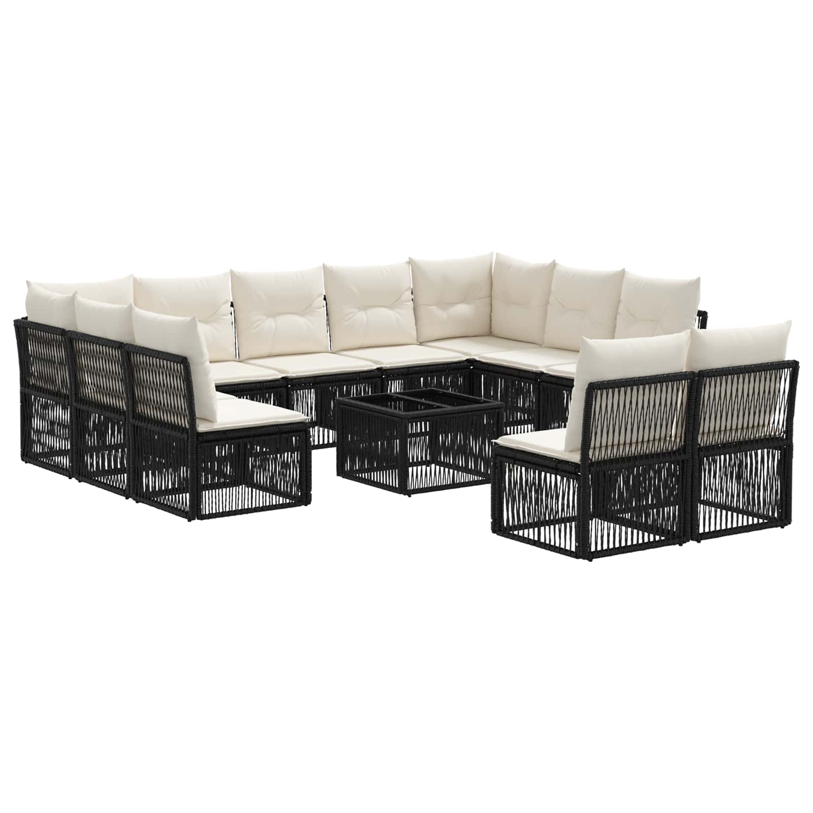 Gartensofa-set 12 Stk. 11-sitzer Schwarz Poly-rattan Vidaxl