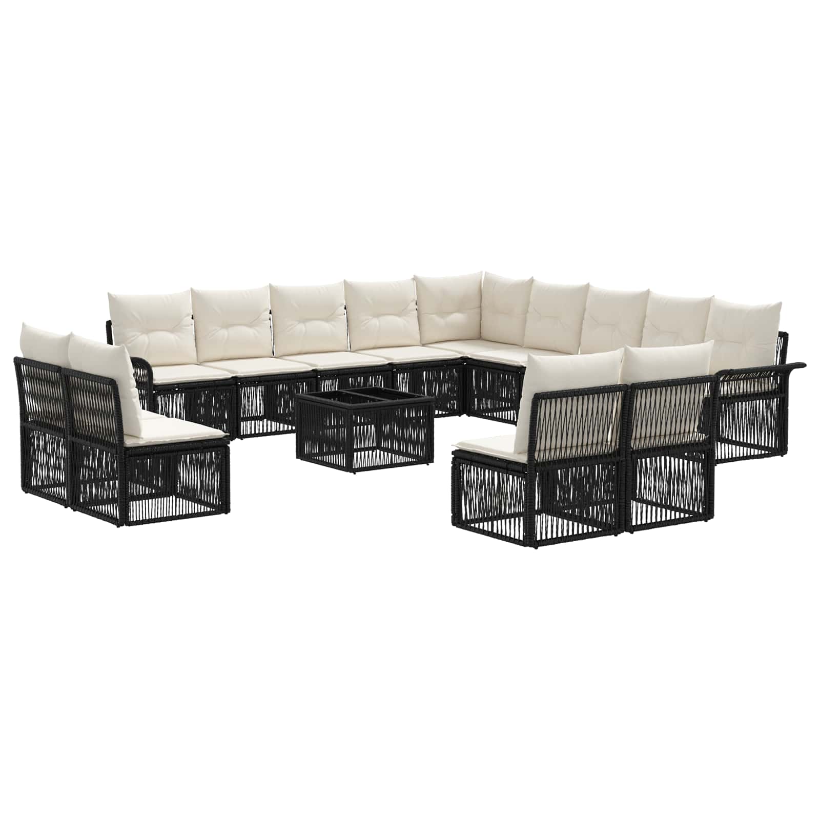 Gartensofa-set 14 Stk. 13-sitzer Schwarz Poly-rattan Vidaxl