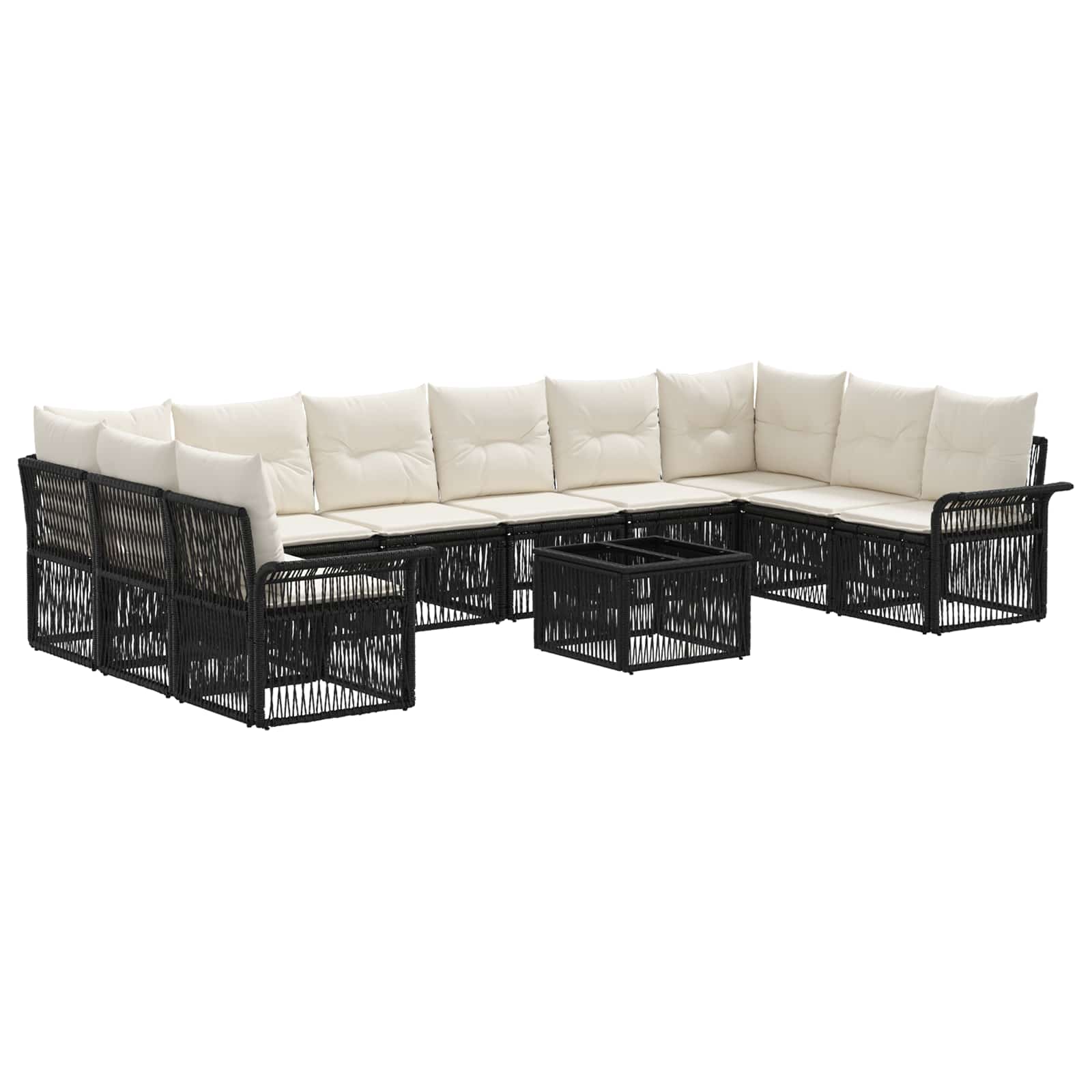 Gartensofa-set 11 Stk. 10-sitzer Schwarz Poly-rattan Vidaxl
