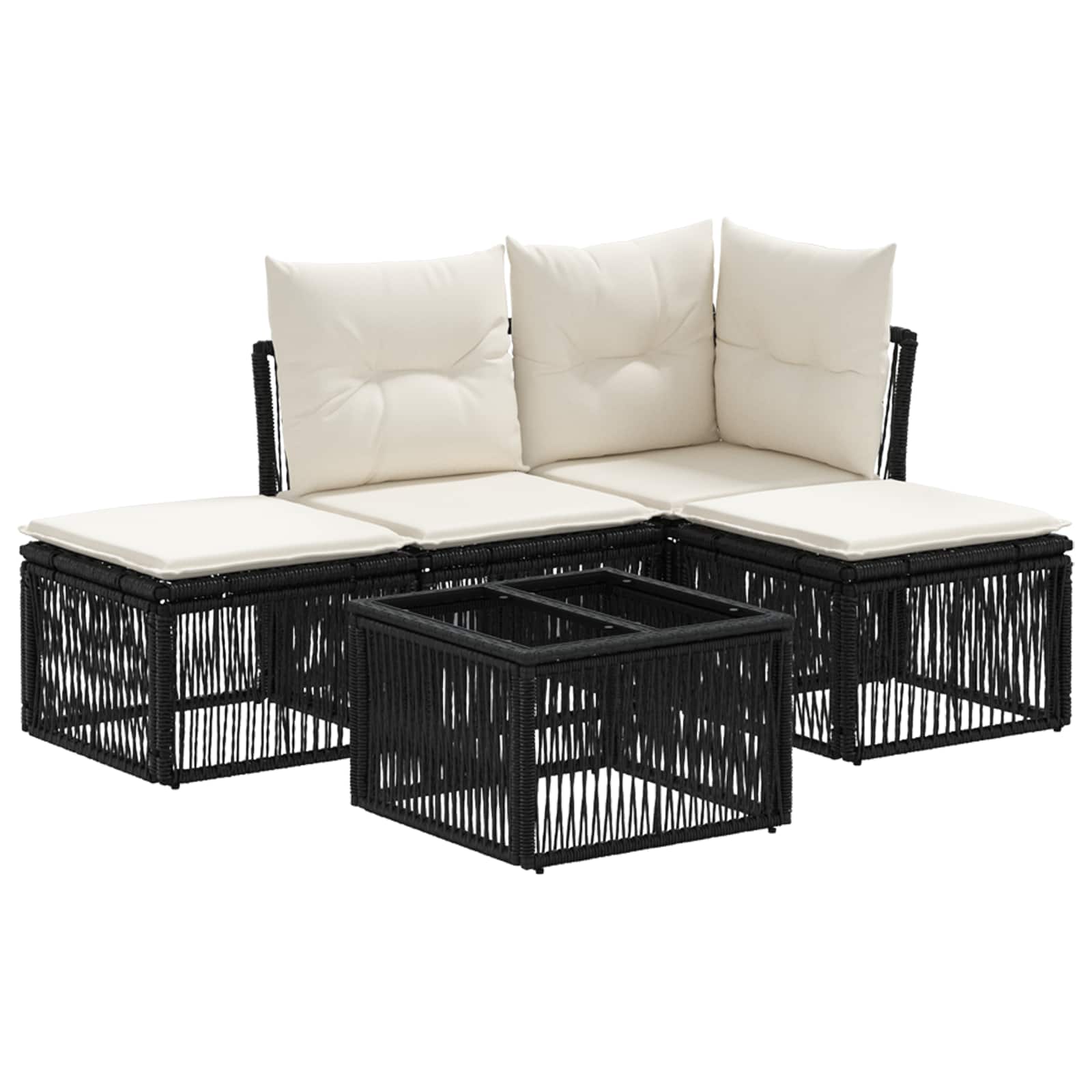 Gartensofa-set 5 Stk. 4-sitzer Schwarz Poly-rattan Vidaxl