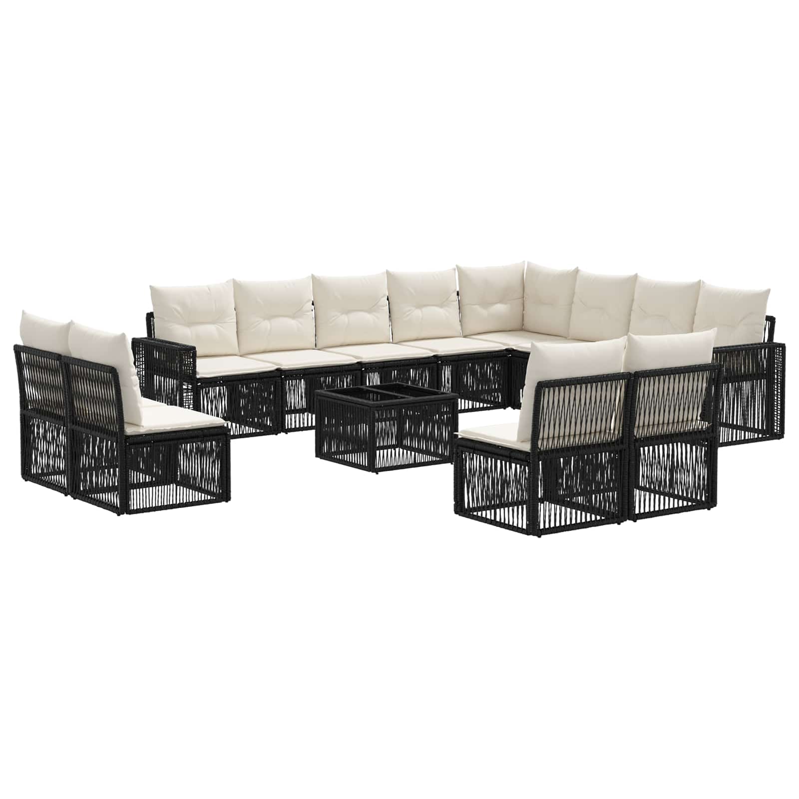 Gartensofa-set 13 Stk. 12-sitzer Schwarz Und Cremeweiß Vidaxl