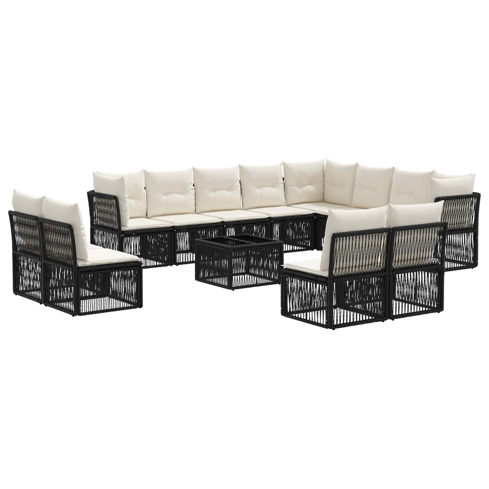 Gartensofa-set 13 Stk. 12-sitzer Schwarz Poly-rattan Vidaxl