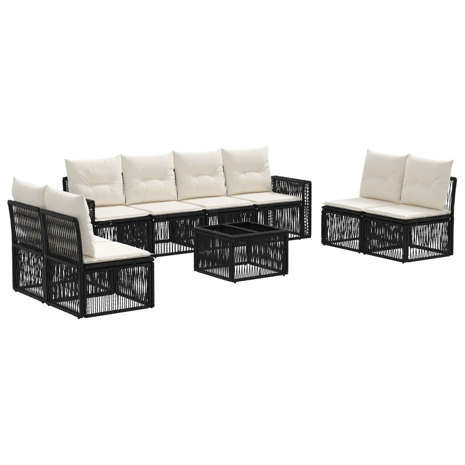 Gartensofa-set 9 Stk. 8-sitzer Schwarz Und Cremeweiß Vidaxl